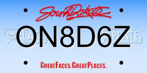 ON8D6Z South Dakota License Plate