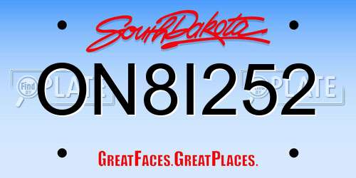 ON8I252 South Dakota License Plate