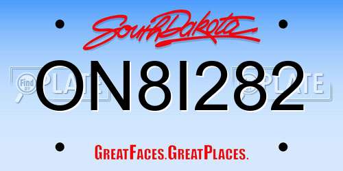ON8I282 South Dakota License Plate