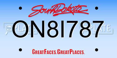 ON8I787 South Dakota License Plate