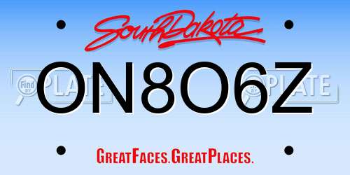 ON8O6Z South Dakota License Plate