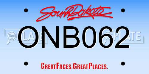 ONB062 South Dakota License Plate