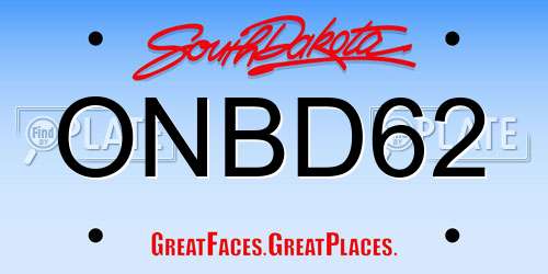ONBD62 South Dakota License Plate