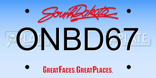 ONBD67 South Dakota License Plate