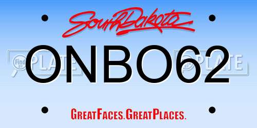 ONBO62 South Dakota License Plate