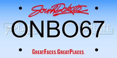 ONBO67 South Dakota License Plate
