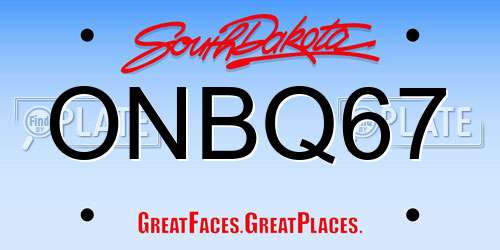 ONBQ67 South Dakota License Plate