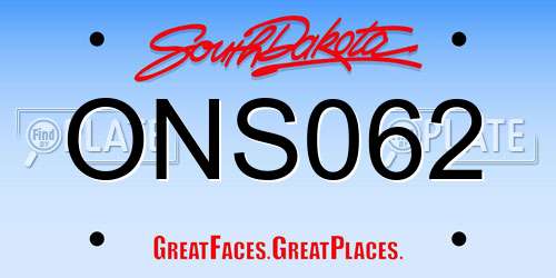 ONS062 South Dakota License Plate
