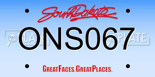 ONS067 South Dakota License Plate