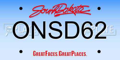 ONSD62 South Dakota License Plate