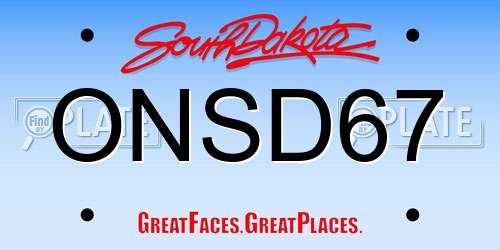 ONSD67 South Dakota License Plate
