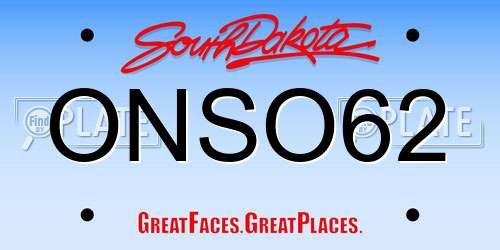 ONSO62 South Dakota License Plate