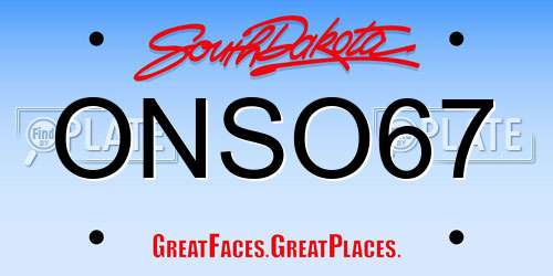 ONSO67 South Dakota License Plate
