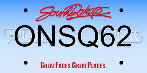ONSQ62 South Dakota License Plate