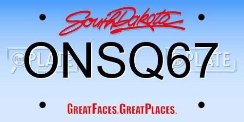 ONSQ67 South Dakota License Plate