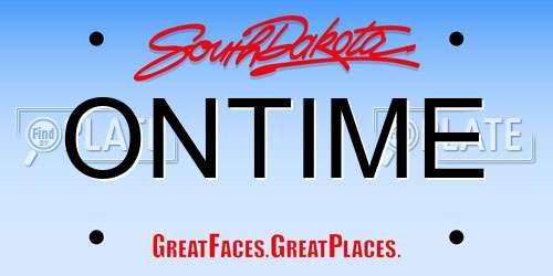 ONTIME South Dakota License Plate