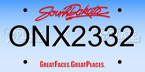 ONX2332 South Dakota License Plate