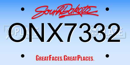 ONX7332 South Dakota License Plate