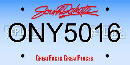 ONY5016 South Dakota License Plate