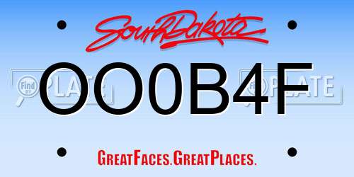 OO0B4F South Dakota License Plate
