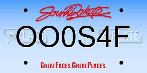 OO0S4F South Dakota License Plate