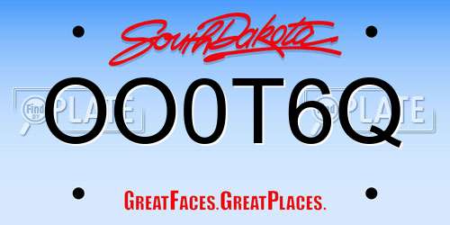 OO0T6Q South Dakota License Plate