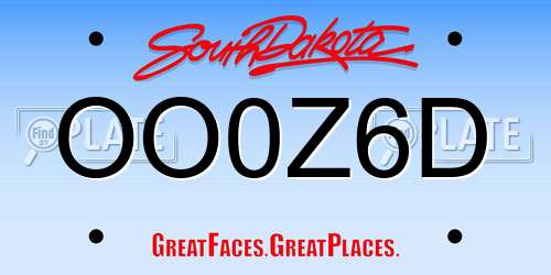 OO0Z6D South Dakota License Plate