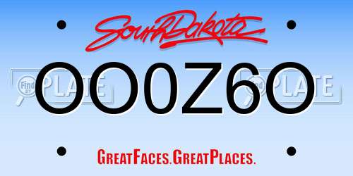 OO0Z6O South Dakota License Plate