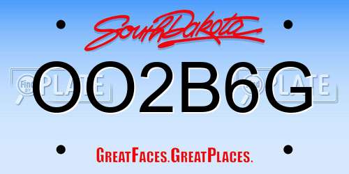 OO2B6G South Dakota License Plate