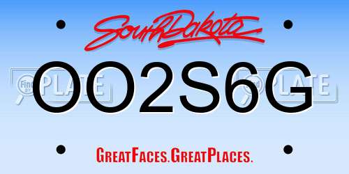 OO2S6G South Dakota License Plate