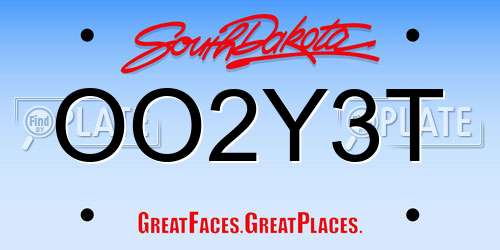 OO2Y3T South Dakota License Plate