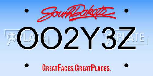 OO2Y3Z South Dakota License Plate