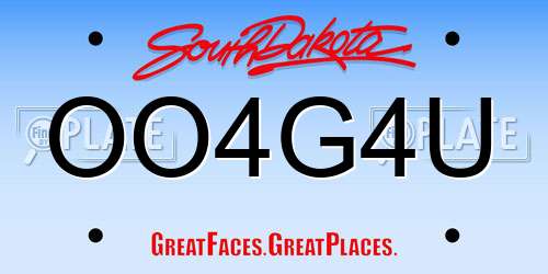 OO4G4U South Dakota License Plate