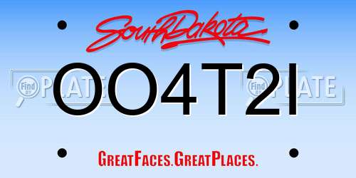OO4T2I South Dakota License Plate
