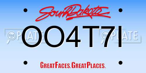 OO4T7I South Dakota License Plate