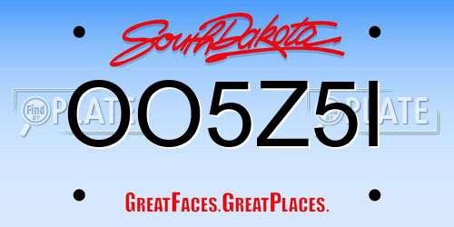 OO5Z5I South Dakota License Plate
