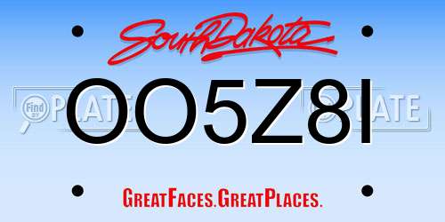 OO5Z8I South Dakota License Plate
