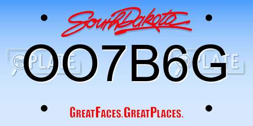 OO7B6G South Dakota License Plate