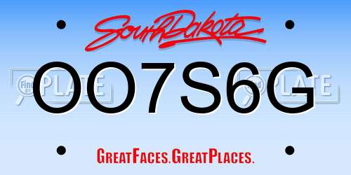 OO7S6G South Dakota License Plate