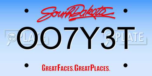 OO7Y3T South Dakota License Plate