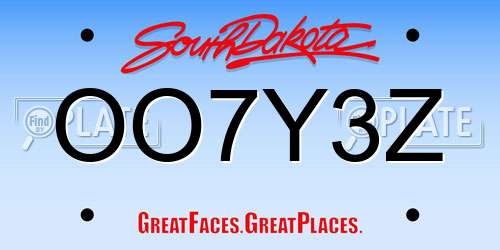 OO7Y3Z South Dakota License Plate