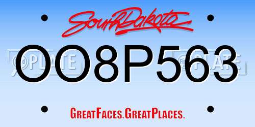 OO8P563 South Dakota License Plate