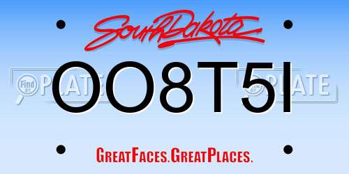 OO8T5I South Dakota License Plate