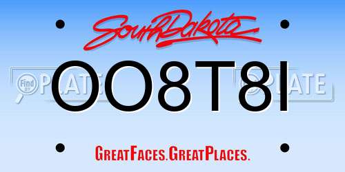 OO8T8I South Dakota License Plate