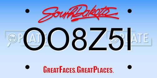 OO8Z5I South Dakota License Plate