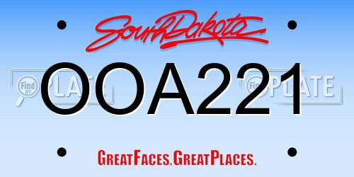 OOA221 South Dakota License Plate
