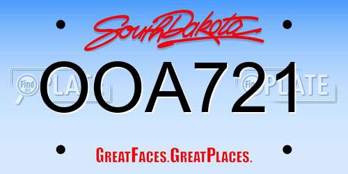 OOA721 South Dakota License Plate