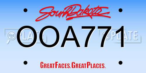 OOA771 South Dakota License Plate
