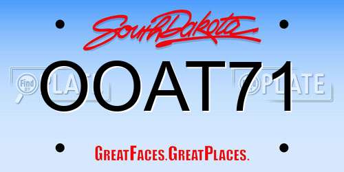 OOAT71 South Dakota License Plate