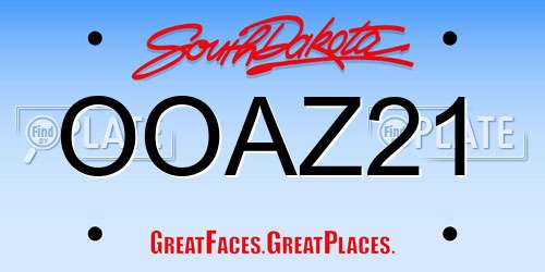 OOAZ21 South Dakota License Plate